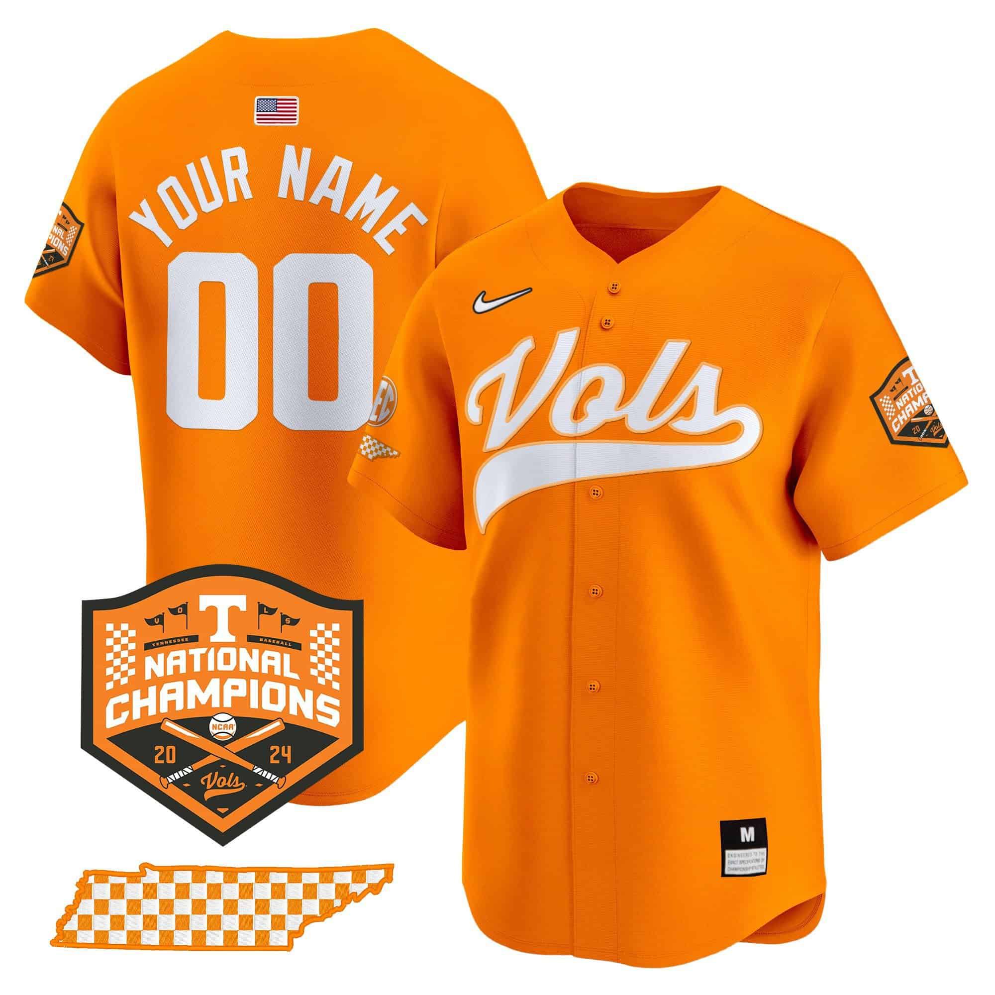 Men Tennessee Volunteers Orange 2024 Nike Champions Vapor Premier Limited Custom NCAA Jersey